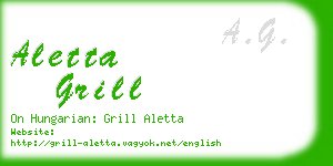 aletta grill business card